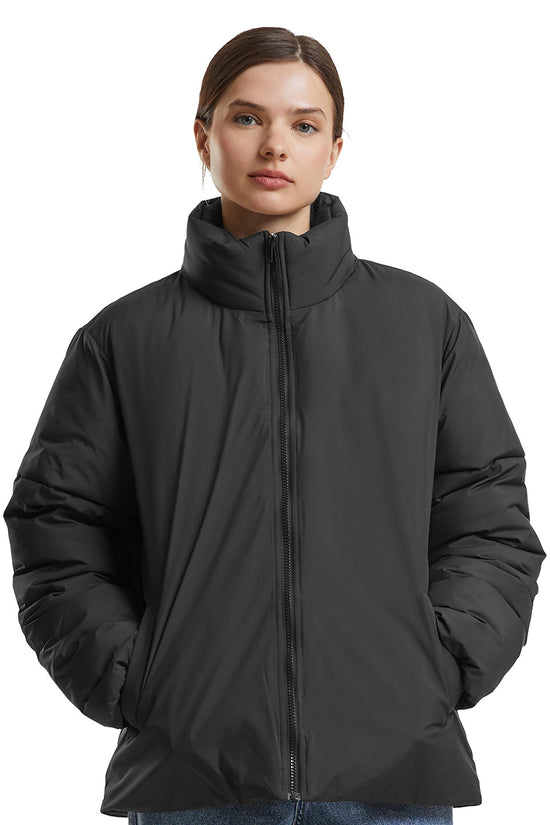 Womens Black Loose Puffer Jacket Winter Style Essential