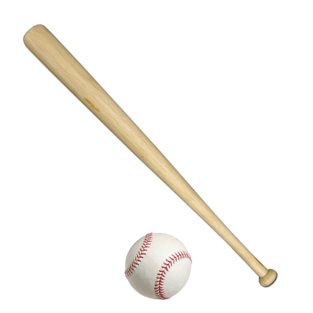Premium Heavy Duty Wooden Baseball Bat with Ball Set