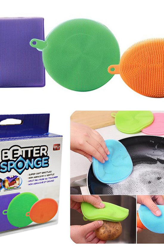 Hot Better Silicone Dishwashing Sponge Set Pack of 3