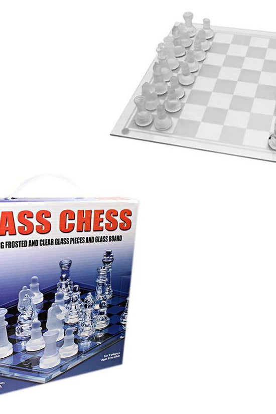 Elegant Glass Chess Set with Frosted Pieces 30cm x 30cm