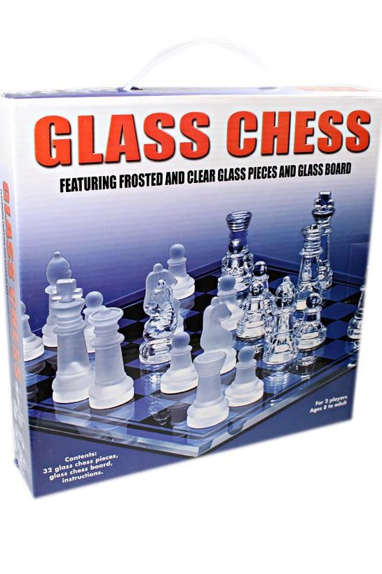 Elegant Glass Chess Set with Frosted Pieces 30cm x 30cm
