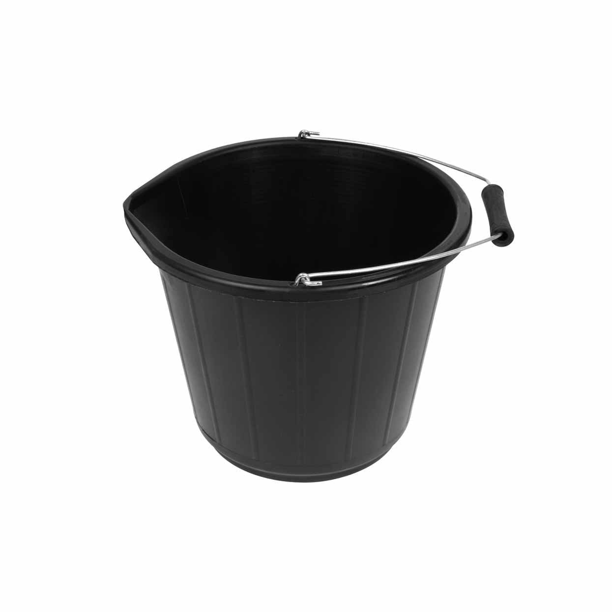 Durable Plastic Multipurpose Bucket with Handle 32 x 26cm Black