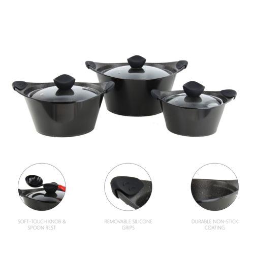 SQ Pro Caia 3 Pack Die Cast Stock Pot Set 20cm 24cm 28cm