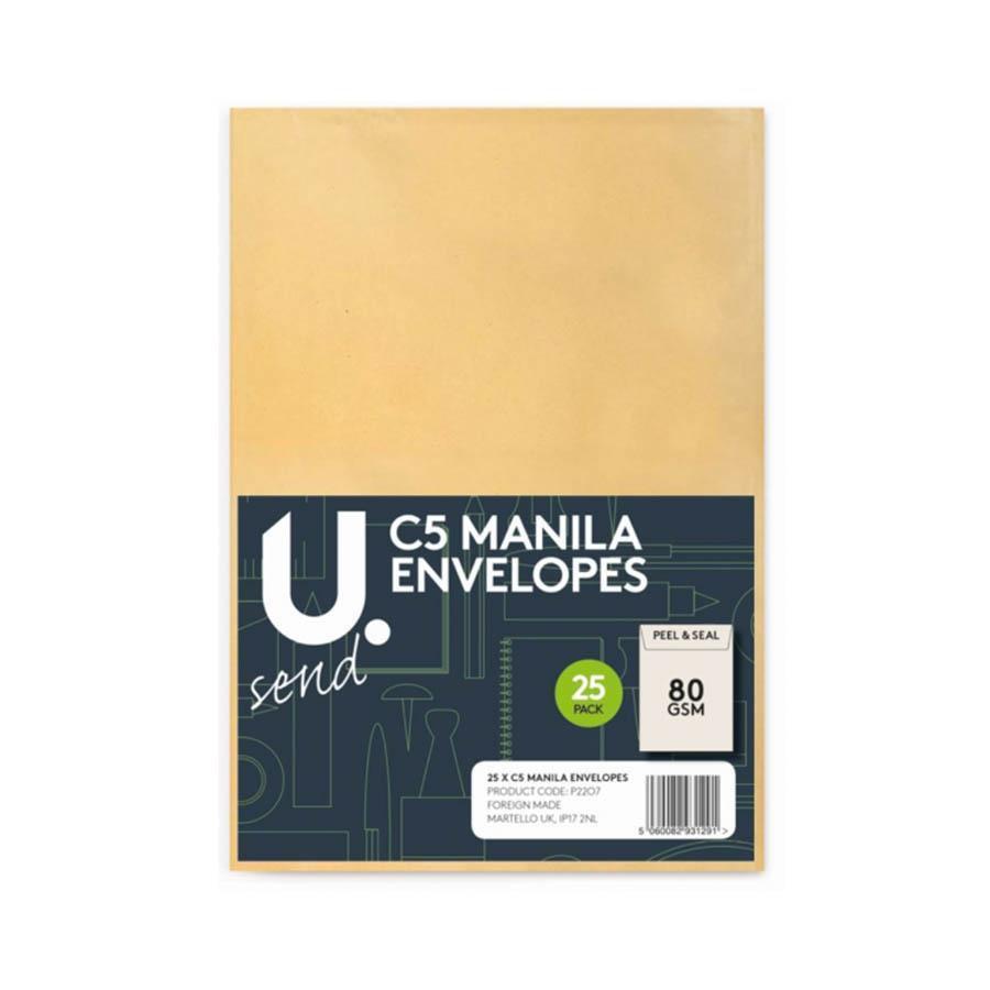 C5 Manila Envelopes 25 Pack with Peel Seal Closure