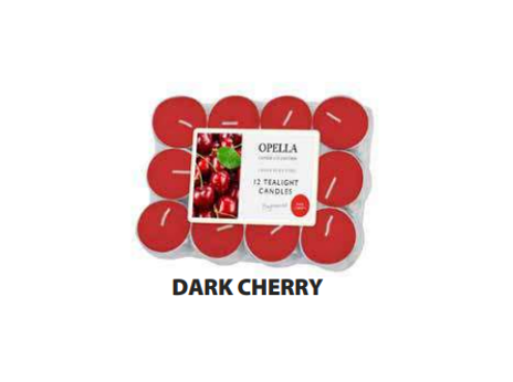 Opella Dark Cherry Tealight Candles 12Pack LongLasting Aroma