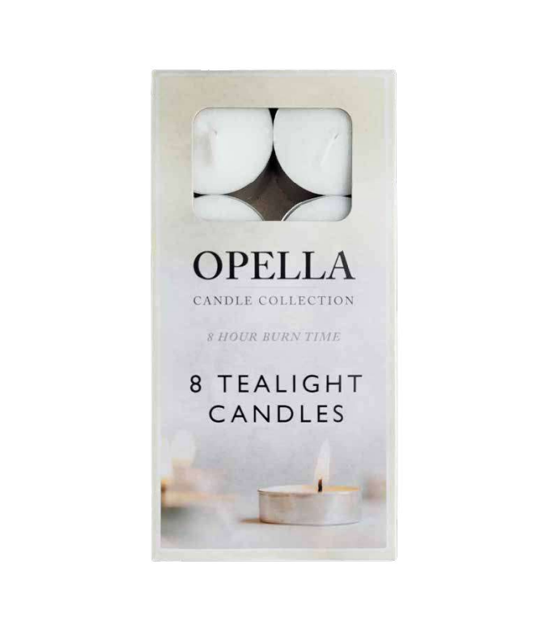 Opella White Tealight Candles Box of 8 Set the Perfect Ambiance