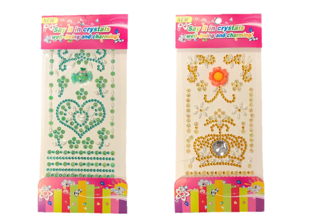 Heart Crown Gem Sticker Sheet Assorted Designs Colors