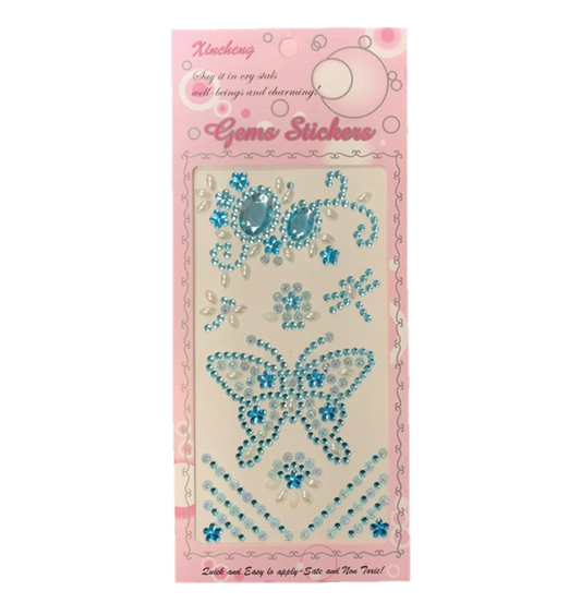 Butterfly Gem Stickers Assorted Colors Single Sheet