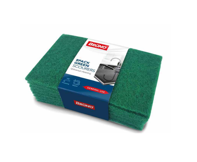 IIGEurope Green Scourers Pads Sponges Pack of 8 15x10x05 cm CS4