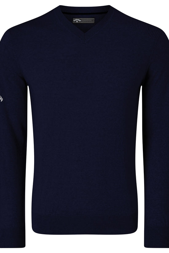 Callaway Ribbed VNeck Merino Sweater for Men Knitted Jumper