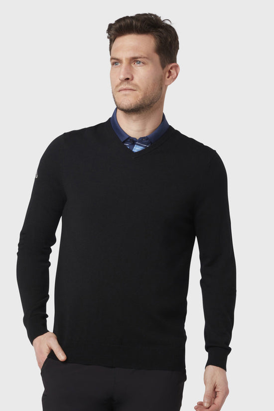Callaway Ribbed VNeck Merino Sweater for Men Knitted Jumper