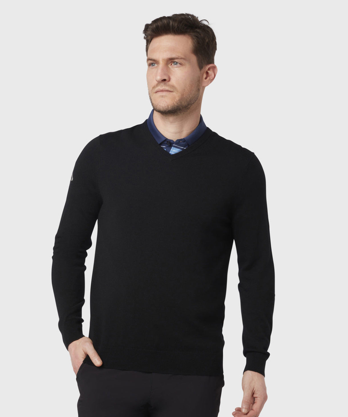 Callaway Ribbed VNeck Merino Sweater for Men Knitted Jumper