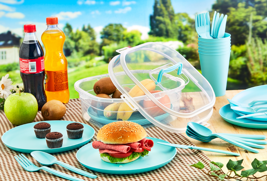 Durable Plastic Picnic Camping Party Dinnerware Set 32 Pieces