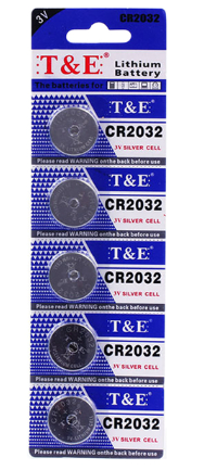 TE CR2032 Lithium 3V Coin Battery Pack of 5