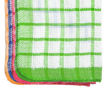 Set of 4 Mono Check Pattern Tea Towels Assorted Colors