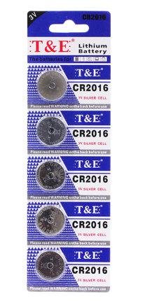 TE CR2016TE 3V Silver Coin Battery Pack of 5