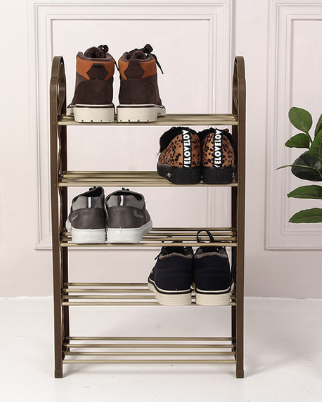 5 Tier Plastic Shoe Organiser Rack Assorted Colours 74x18cm
