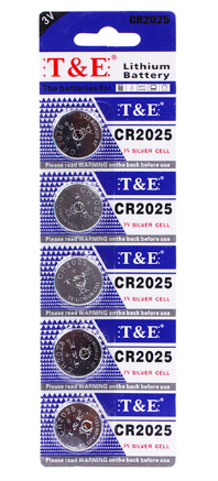 HighPerformance TE Lithium CR2025 Coin Battery Pack of 5