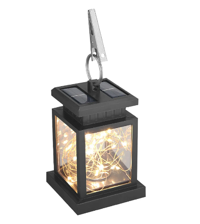 Solar Umbrella Lantern with Peg Clip Fairy Light Stars Design
