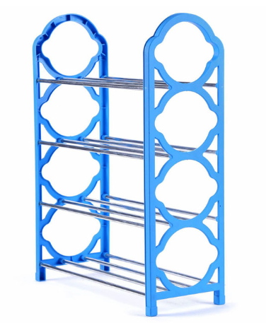 4 Tier Plastic Shoe Organizer Rack Assorted Colours