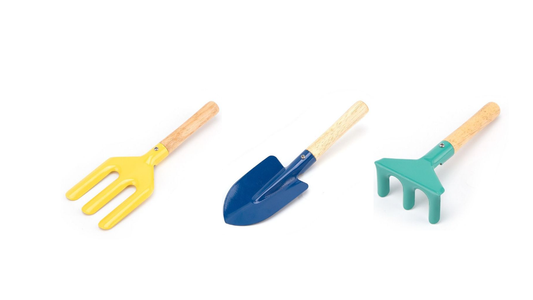 Premium 3Piece Metal Gardening Tools Set Trowel Fork Rake