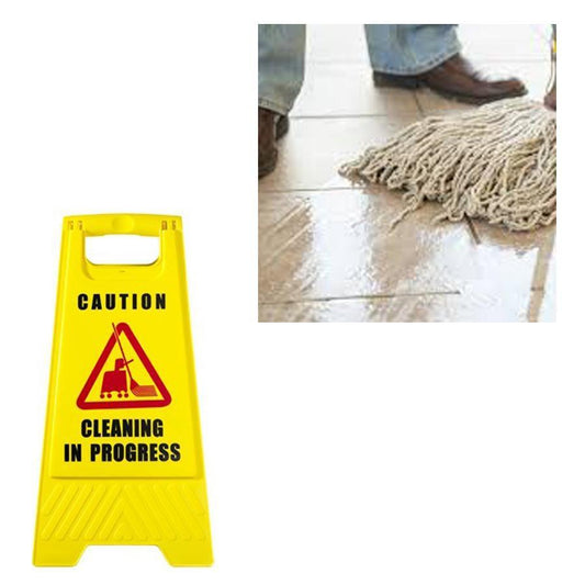 Yellow Caution Cleaning in Progress Safety Sign 60cm