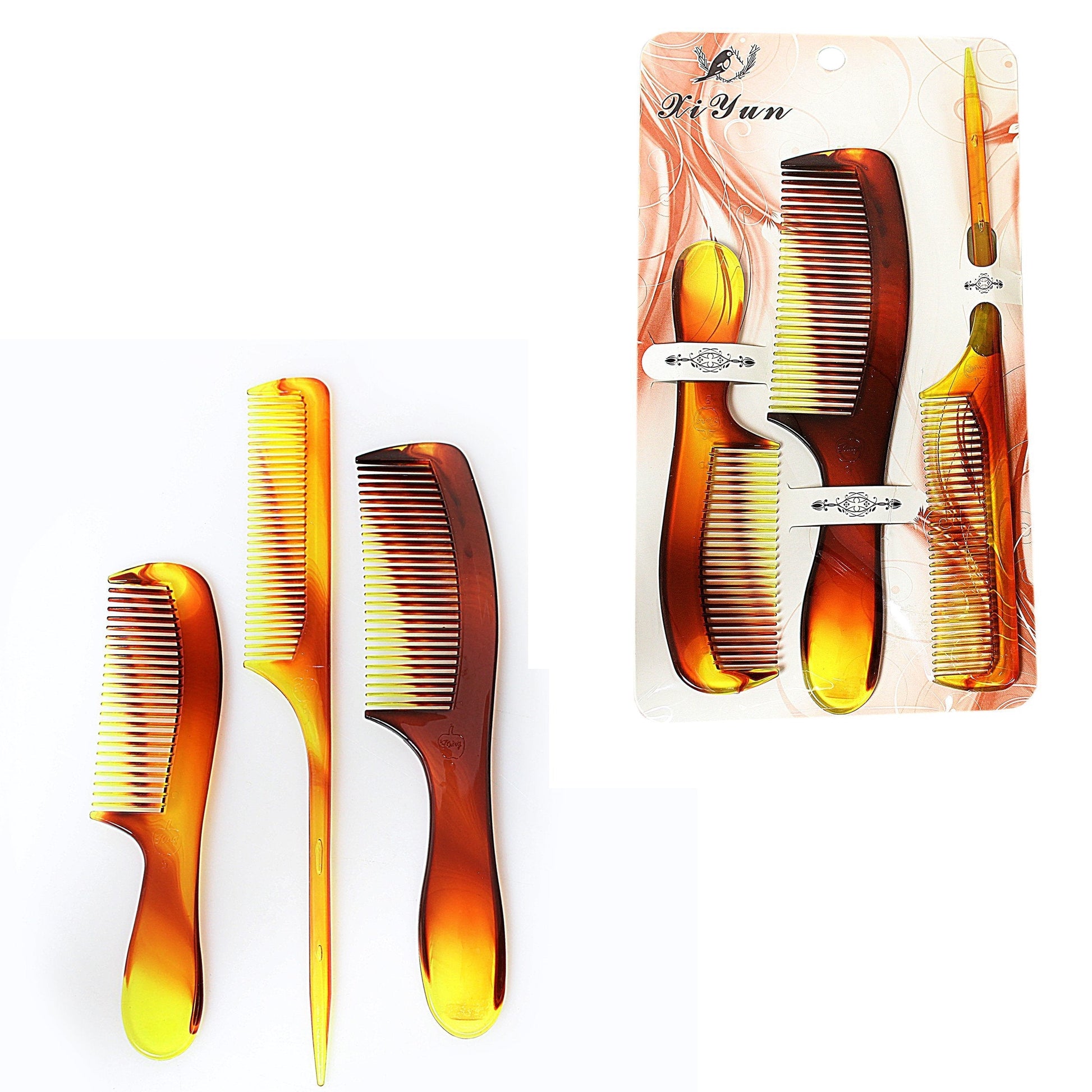 Versatile Pack of 3 Plastic Hair Combs Set