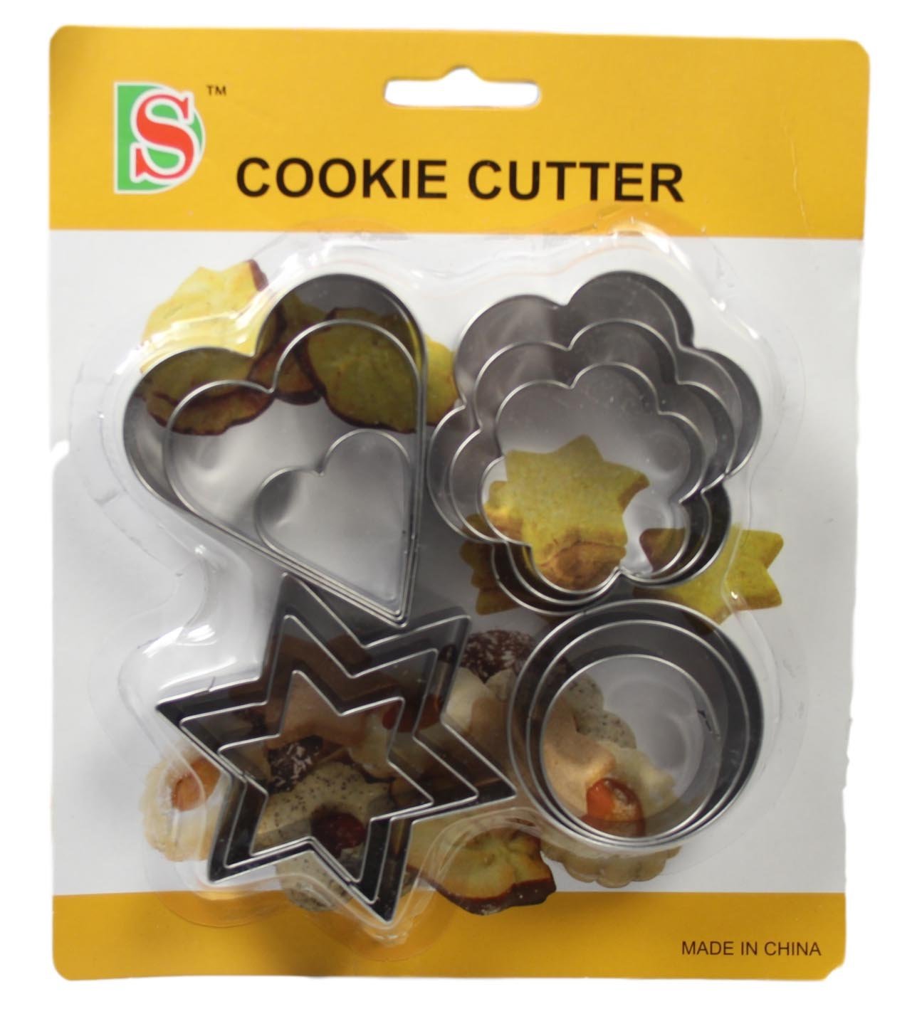 12Piece Assorted Metal Baking Cookie Cutters Set