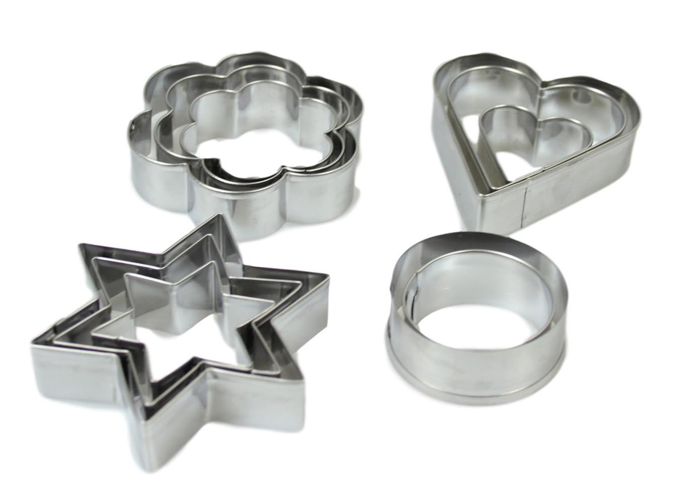12Piece Assorted Metal Baking Cookie Cutters Set