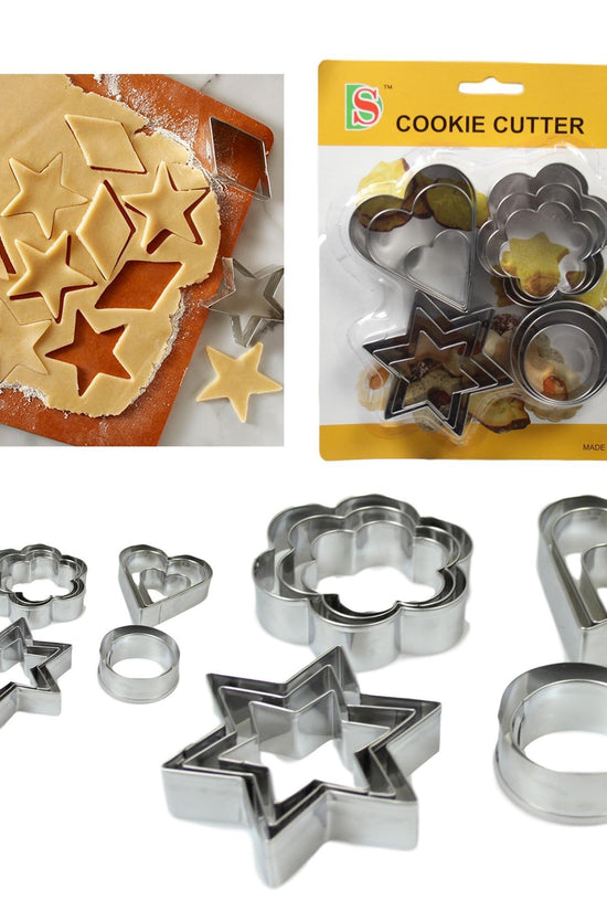 12Piece Assorted Metal Baking Cookie Cutters Set