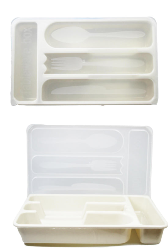 30x18 cm Plastic Cutlery Drawer Organizer with Lid Assorted Colors