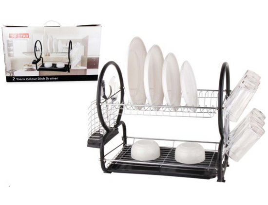 Tristar 2 Tier Dish Drainer Cutlery Rack Sleek Organizational Solution