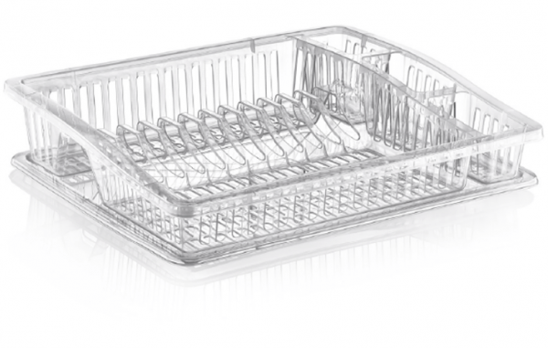 Transparent Step Dish Cutlery Cup Glass Drainer With Tray