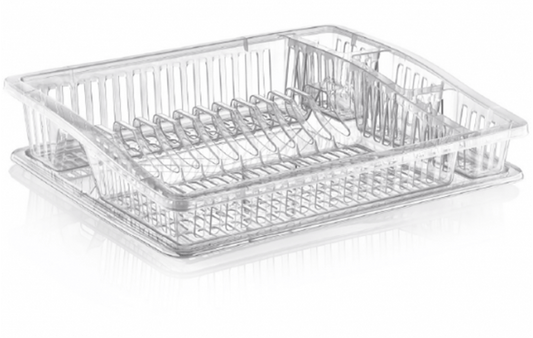 Transparent Step Dish Cutlery Cup Glass Drainer With Tray