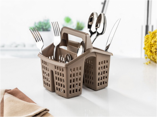 Compact Plastic Cutlery Holder for Organized Kitchen