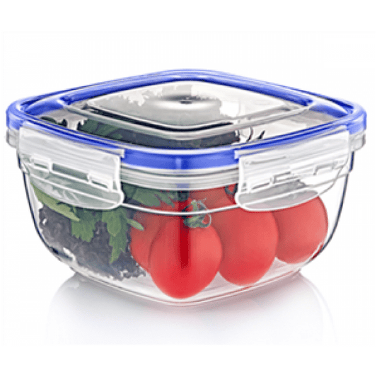 Square Clear Plastic Food Storage Container with Sealing Lid 2400ml Fresh Organized