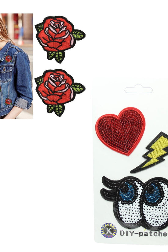 Assorted Embroidered IronOn Clothes Patches Set Pack of 2 or 3