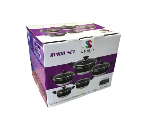 Premium Aluminium Casserole Pan Set Induction Base 5 Sizes