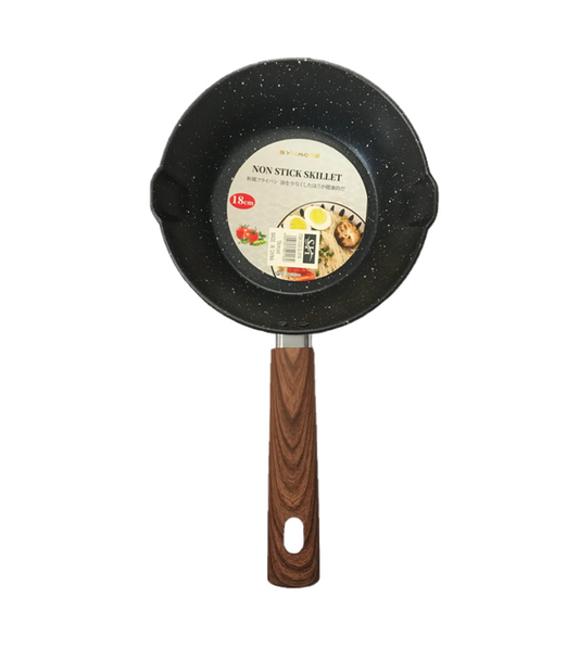 18cm Non Stick Frying Pan with Wooden Handle Speckled Design