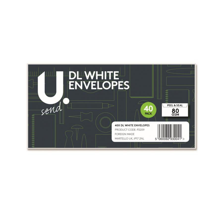 DL White Envelopes Pack of 40 Premium Quality 80gsm Material