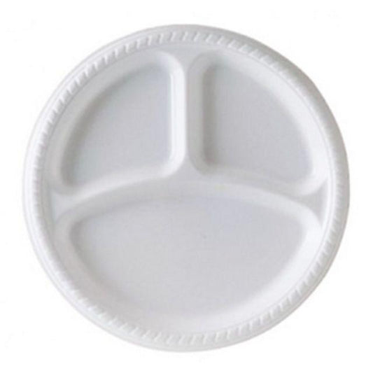 10'' Disposable White Plastic Divider Plate Pack of 8 - Disposable Divider Plates