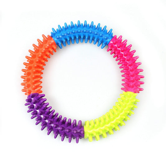 Multicolour Soft Rubber Dental Chew Ring Toy for Dogs 13 cm
