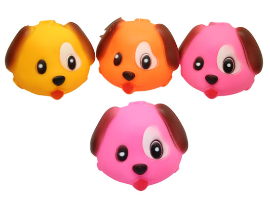 Interactive Squeaky Dog Head Ball Toy Assorted Colors