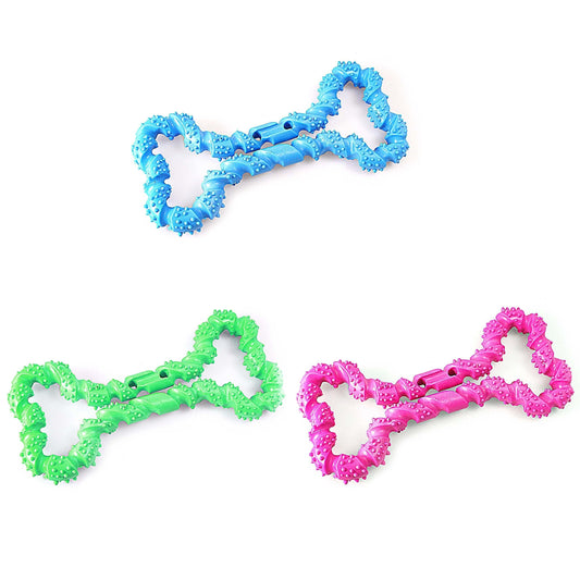 Durable 18cm Silicone Bone Pet Dog Toy in Assorted Colors
