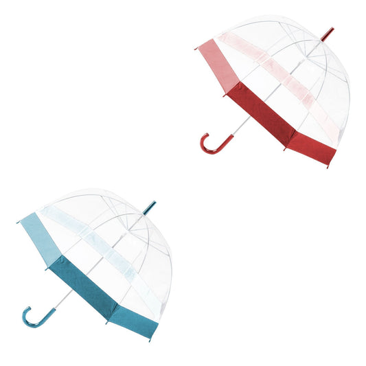 Stylish Clear Transparent Umbrella with Coloured Border Assorted Colors