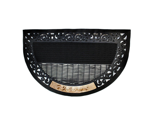 Gold Metal Welcome Half Circle Doormat Stylish Entryway Decor