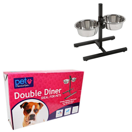 Adjustable Pets Double Diner Stand with AntiSplash Clip ST1698