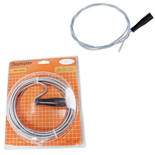 Premium Metal Drain Cleaning Tool 3m x 5mm Spring Wire Cleaner