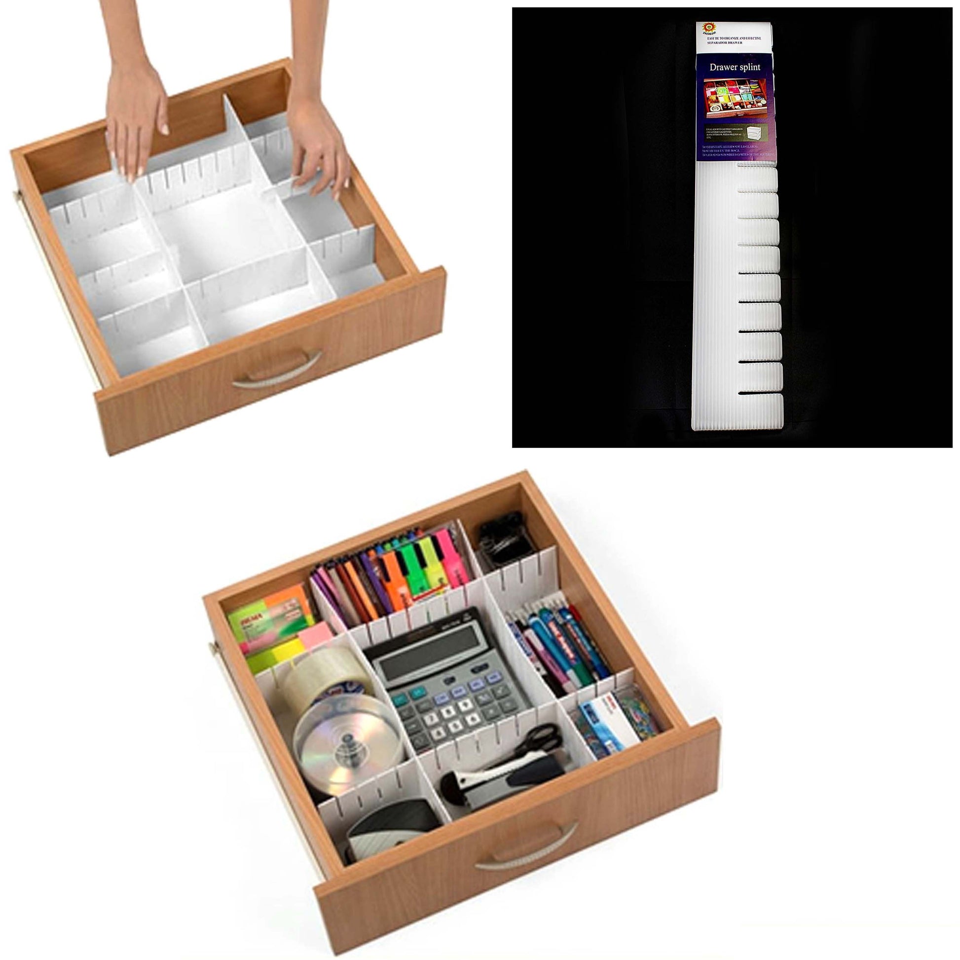 3Pack Plastic Storage Drawer Divider Organizers
