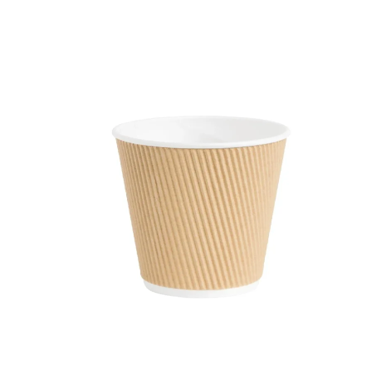 Brown Ripple Paper Coffee Tea Cups 4oz120ml Pack of 25